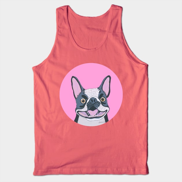 Smiling Boston Terrier Dog Tank Top by jenniferdavisart